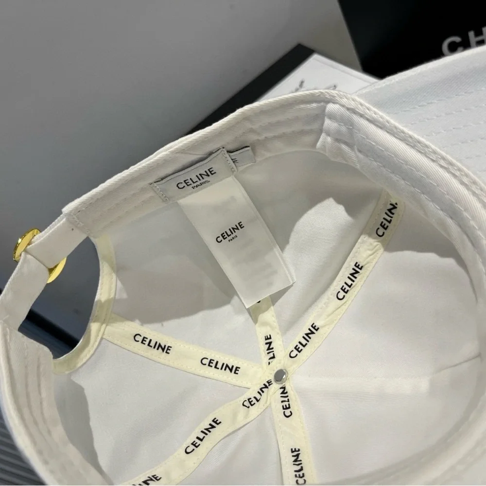 Celine Style White Triomphe Baseball Cap Adjustable Fit - Picture 7 of 7